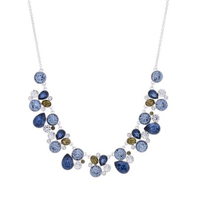 Blue crystal cluster necklace